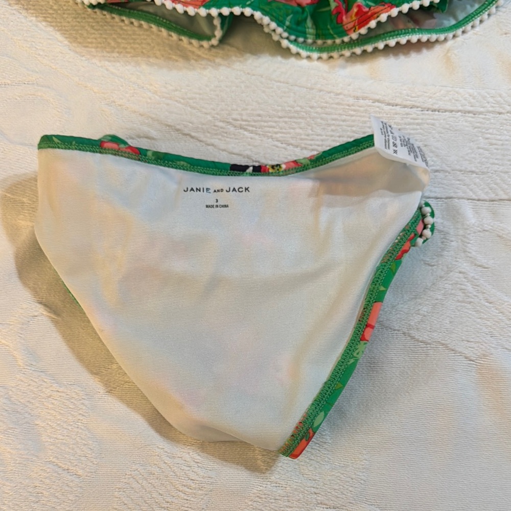 Janie and Jack Green Tropical Kids Bikini - Picture 3 of 7